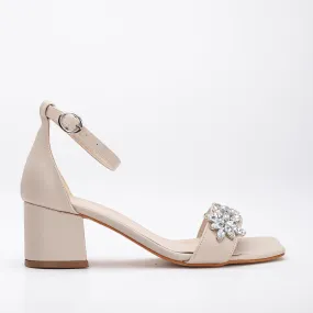 Adeline - Beige Wedding Shoes with Rhinestones