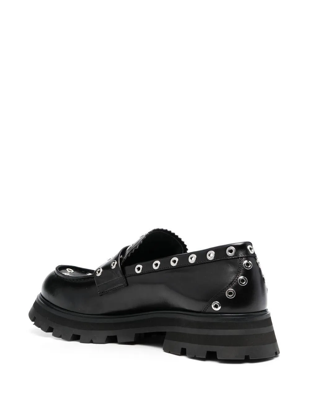 ALEXANDER MCQUEEN Men's Black Leather Moccasins for SS23