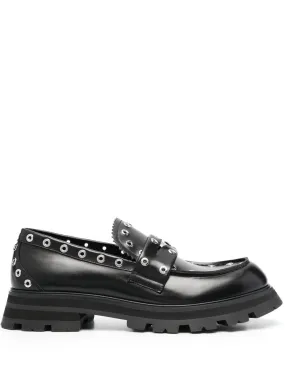 ALEXANDER MCQUEEN Men's Black Leather Moccasins for SS23