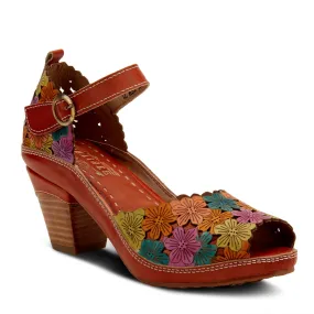 Avnia Floral Peep Toe in Camel