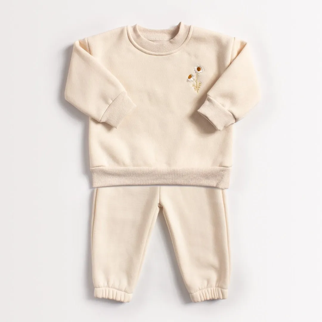 Beige Daisy Jumper & Joggers Lounge Set