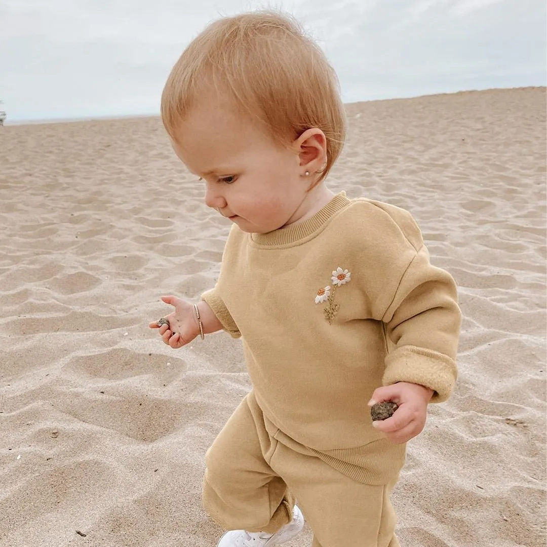 Beige Daisy Jumper & Joggers Lounge Set