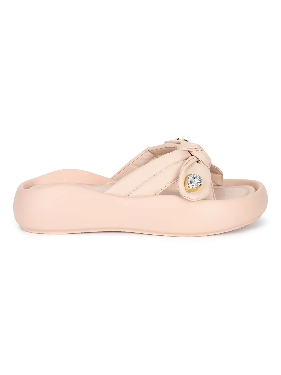 Beige PU Diamond Stylish Flats (TC-RS3587-BEIG)