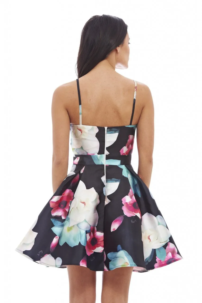 Casey Strappy Multi Print Floral Skater Dress