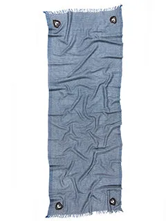 EMBROIDERED CASHMERE SCARF "SOUL" IN GREY-BLUE