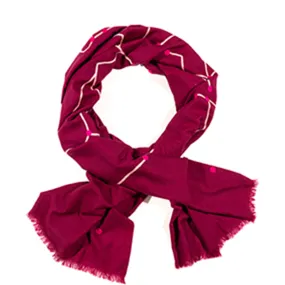 HAND EMBROIDERED CASHMERE SCARF "KIKI.S" IN PINK/BORDEAUX