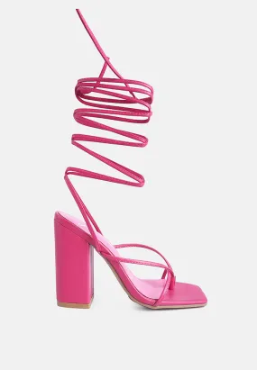 Pole Dance Lace Up Block Heel Sandals By Ruw