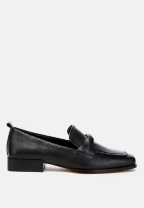 Soft Faux Leather Braided Loafers By Ruw