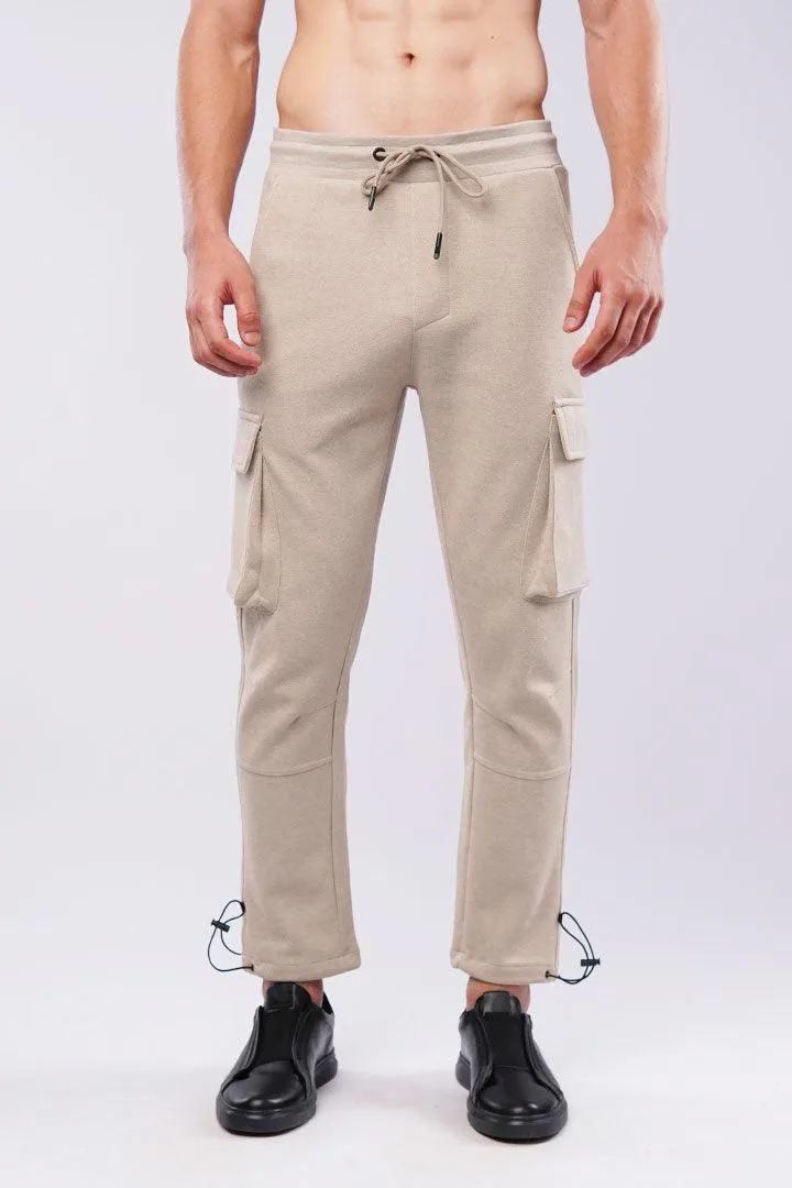 Terry Cargo Joggers - Beige