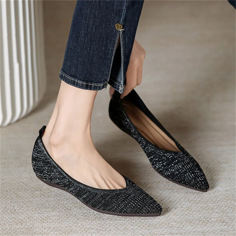 Vogue Solid Color Pointed Toe Flats