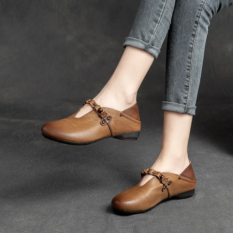 Women Retro Soft Leather Casual Flats