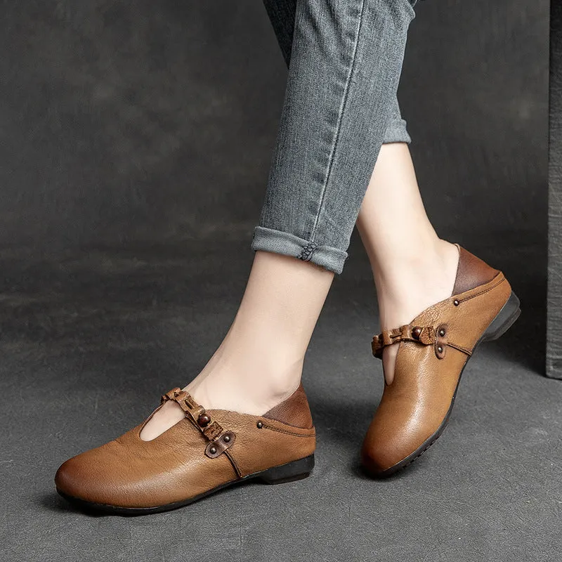 Women Retro Soft Leather Casual Flats