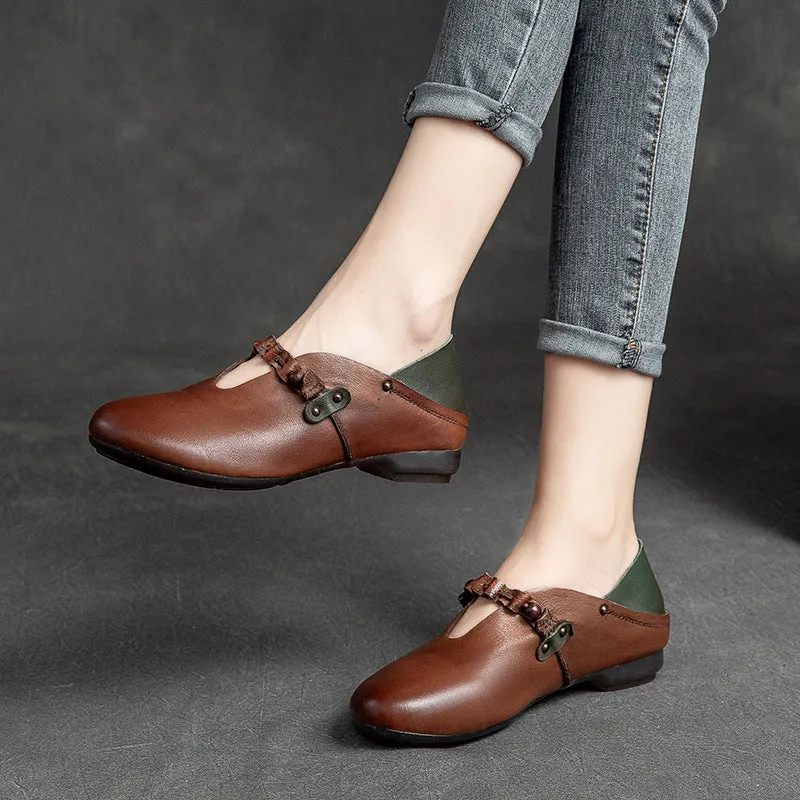 Women Retro Soft Leather Casual Flats